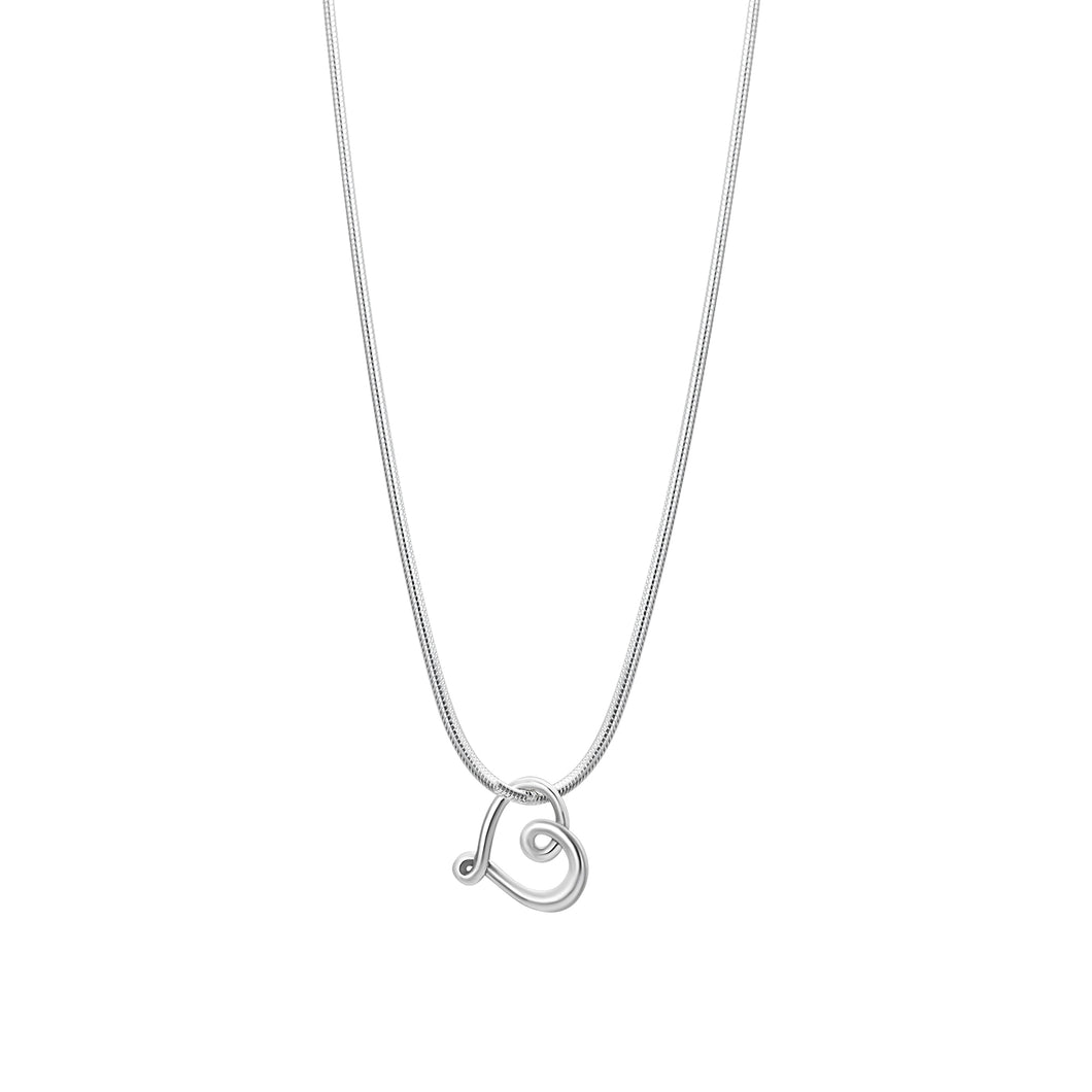Infinity Heart Snake Necklace - Sterling Silver 925